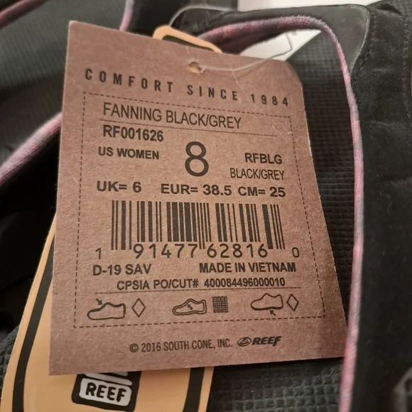 Reef Flip Flops Sandals Women's 8 Fanning Gray Purple Pink Comfy Summer Beach - Picture 11 of 13